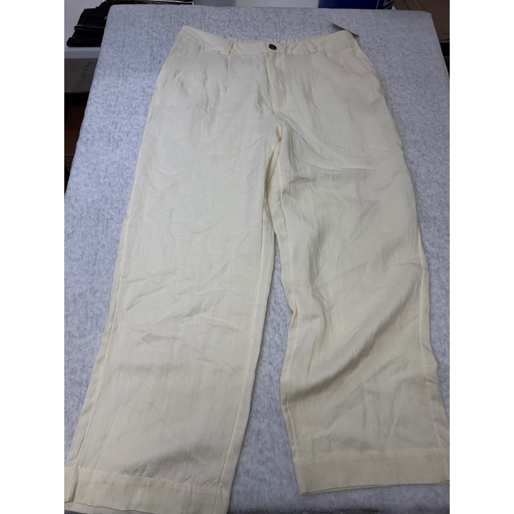 A New Day Womens High-Rise Wide Leg Pleated‎ Trousers Cream White Size 17 NWT